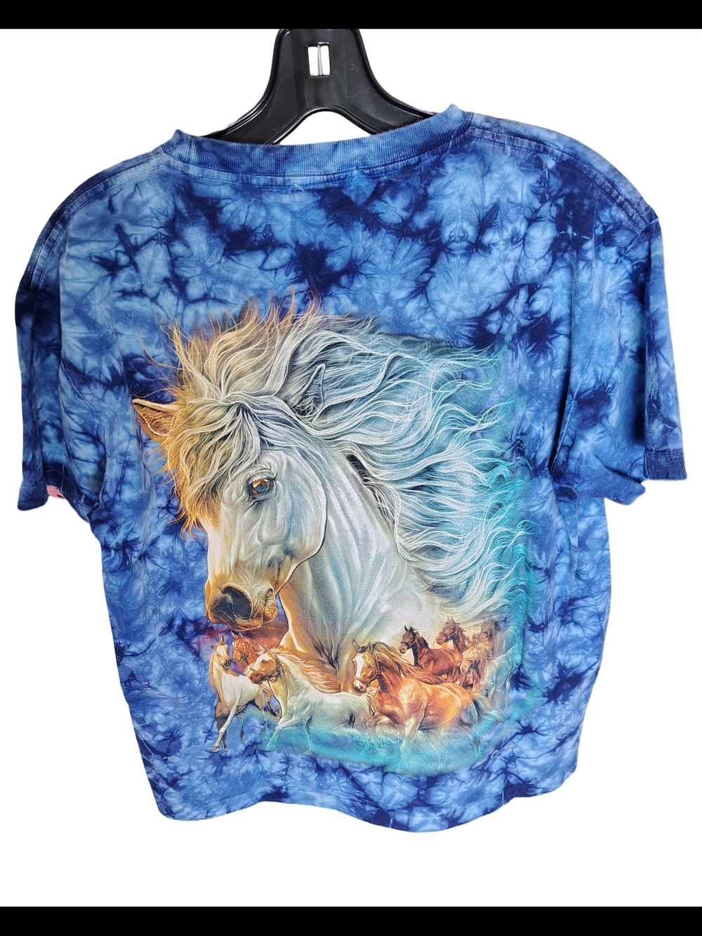 Salvage Blue Tie-Dye Horse Print Tee